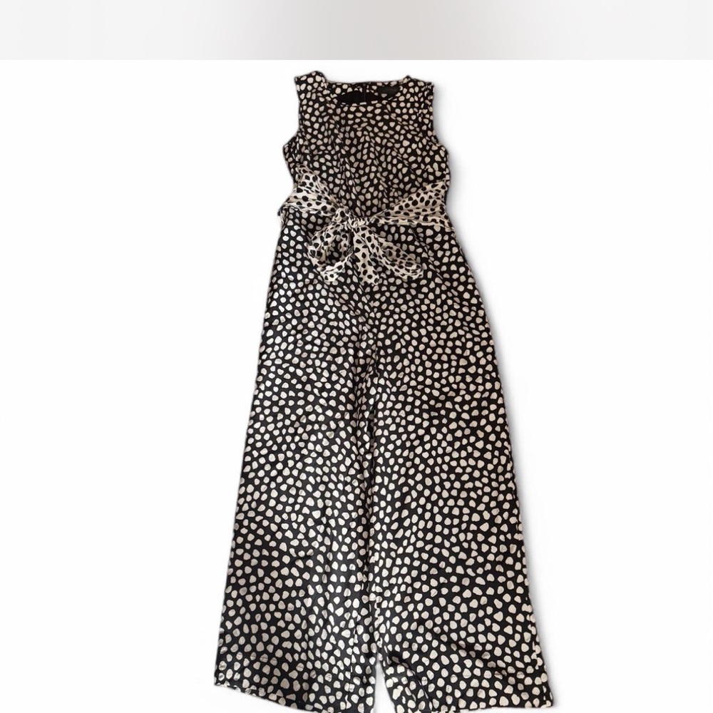 J. Crew Black and White Polka Dot Jumpsuit with Wide-Leg Design